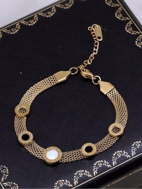 Gold Tone Women's Bracelet with Circular Accents